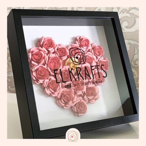 El Krafts Paper flowers heart shadow box 01